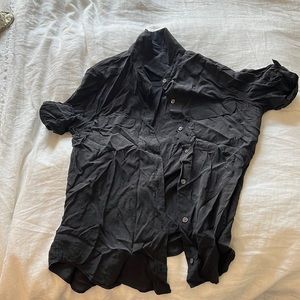 Black equipment short sleeve button down silk shirt